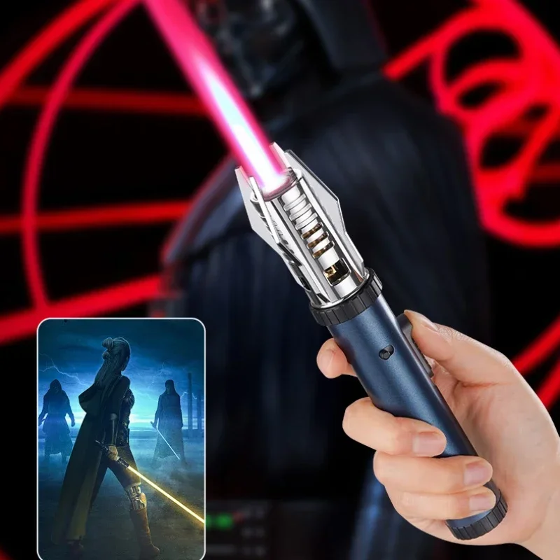 Planet Lightsaber Metal Torch Lighter - 360° Usable Windproof Butane Jet, Versatile Tool for BBQ, Welding & Cigar Enthusiasts