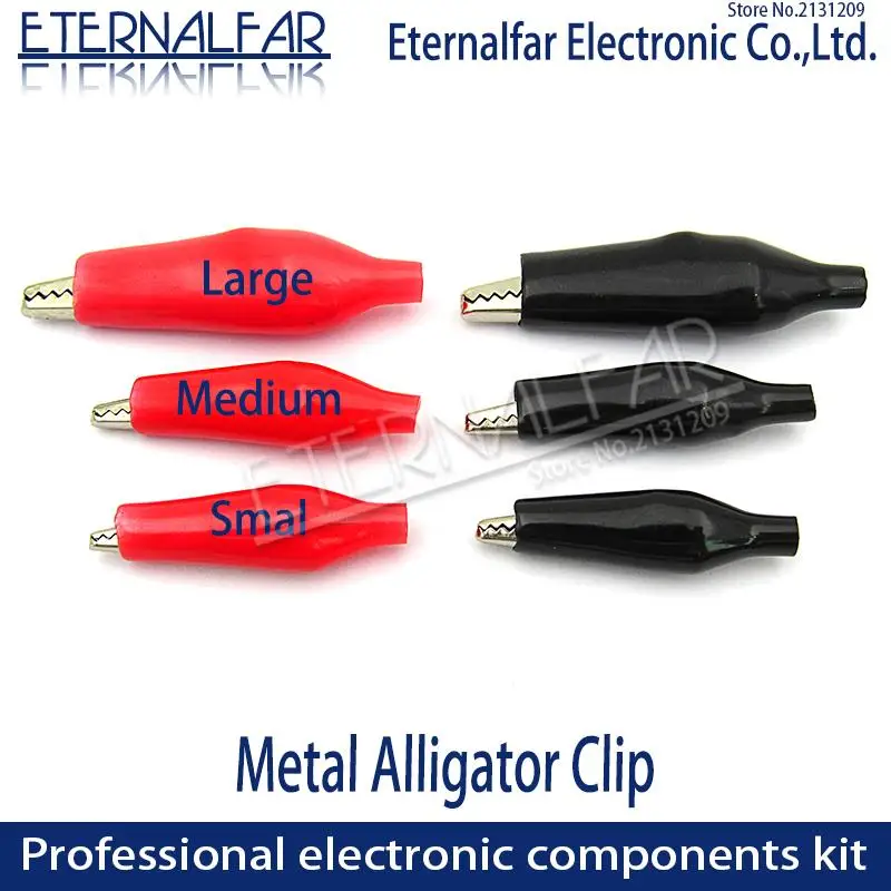 

28MM 35MM 45MM Large Medium Smal Metal Alligator Clip Crocodile Electrical Clamp Testing Probe Meter Black Red with Plastic Boot