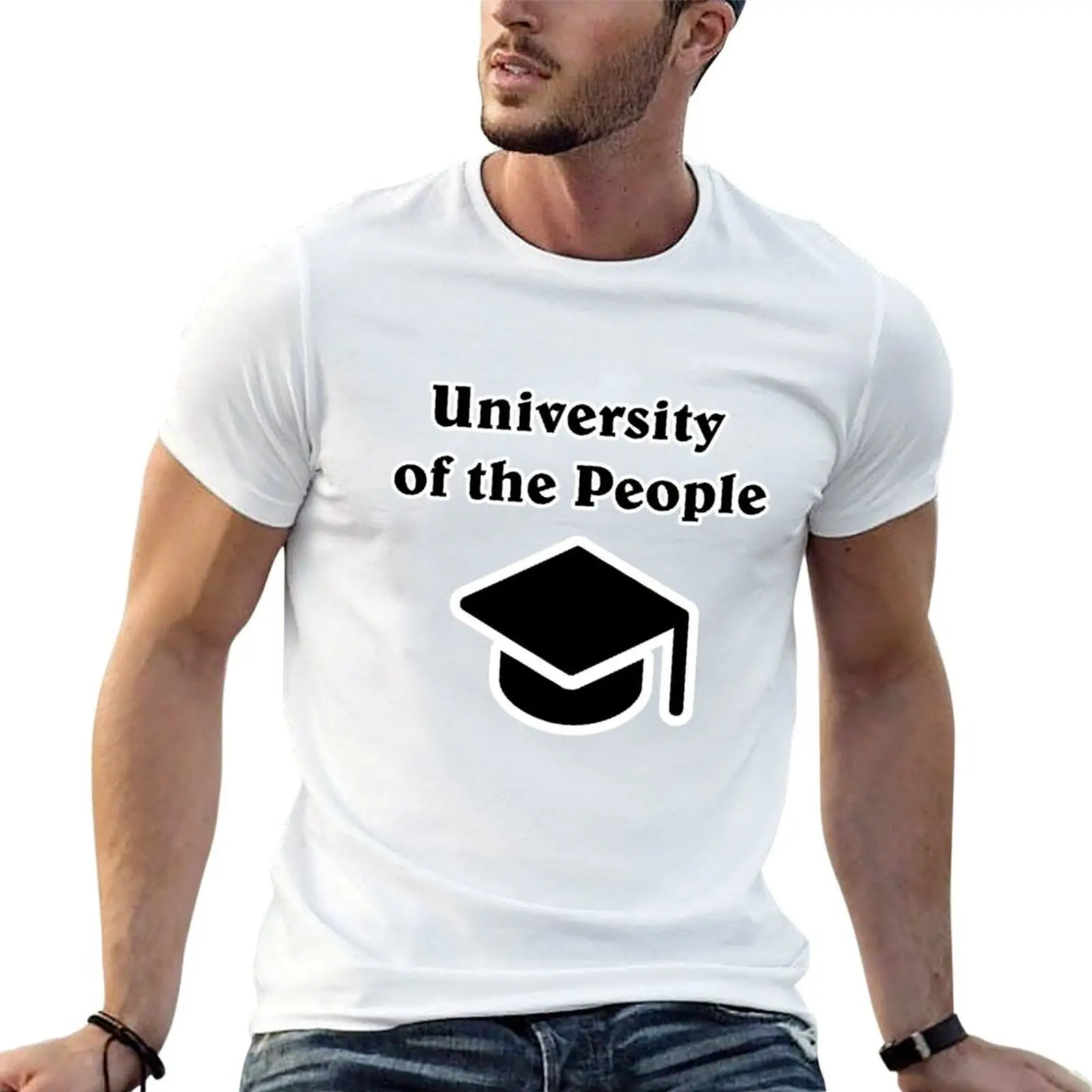Camiseta de la Universidad del Pueblo, camiseta informal con estampado de moda