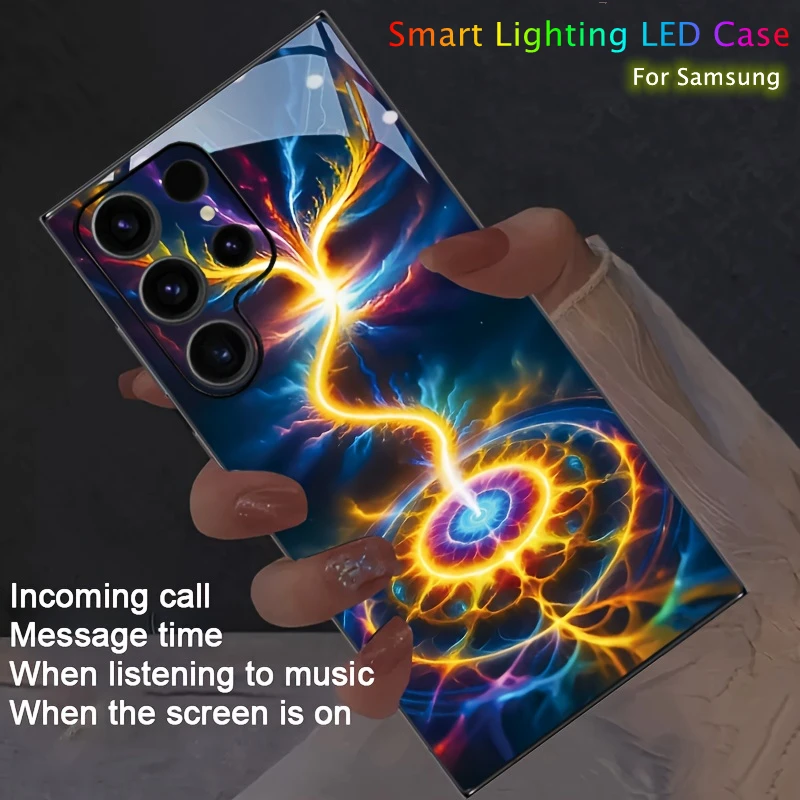

Landscape Voice Control Luminous Phone Case For Samsung S22 S25 S21 S23 S24 Ultra Plus FE Z fold 4 5 6 7 LED Glow Covers Fundas