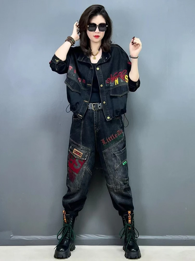 

Sli ort джинсовый тюнер с вышивкой, женский модный весенне-осенний новый поступление, брендовая повседневная одежда в стиле ретро, хлопковый тюнер