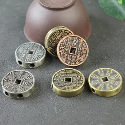 Chinese Antique Mountain God Coin Brass Knife Beads EDC Outdoor Lucky DIY Paracord Woven Lanyard Pendant Accessories Collections