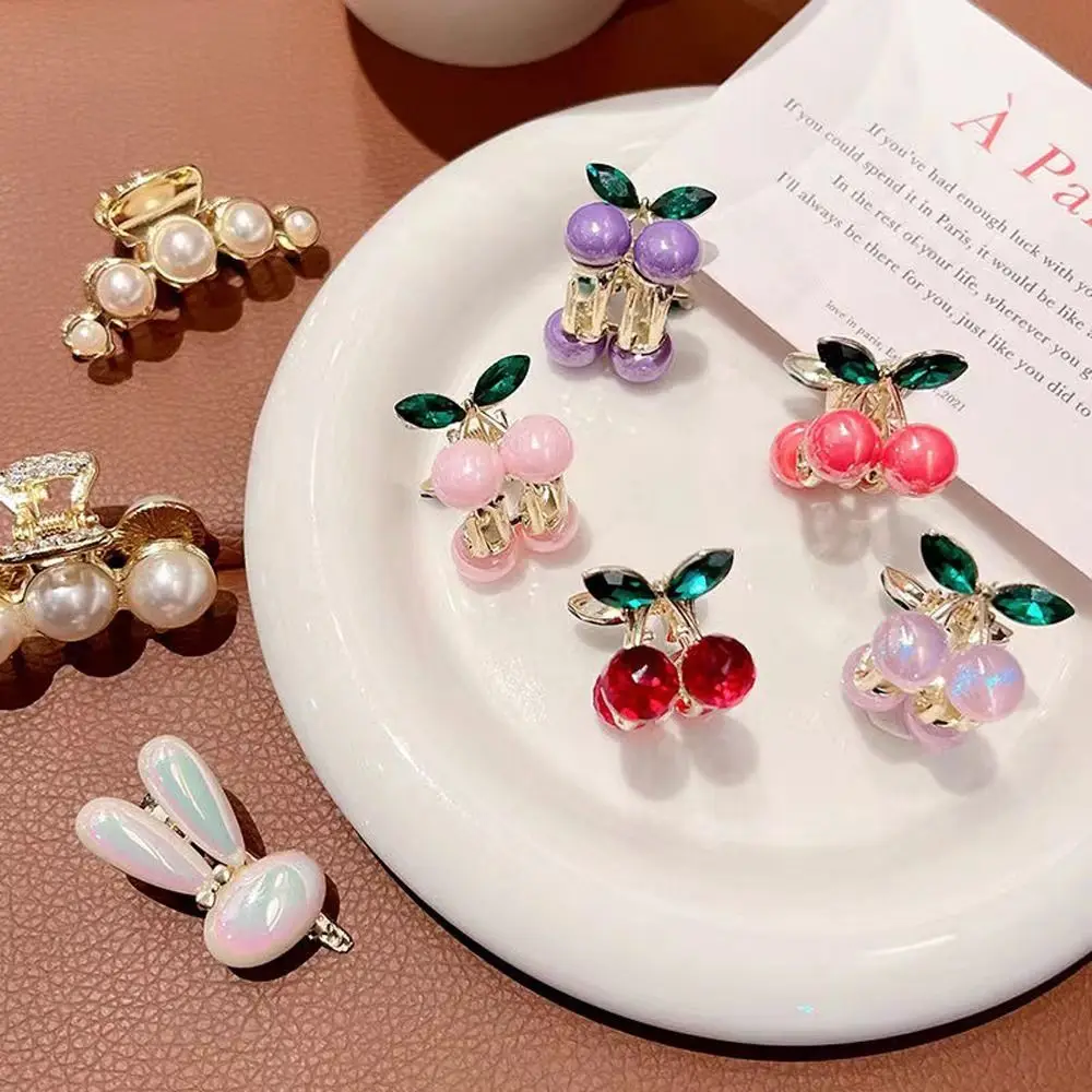 Korean Style Children Rhinestone Cherry Mini Hair Claw Girls Sweet Hair Clip Kids Hairpin Cute Hair Accessories Headwear