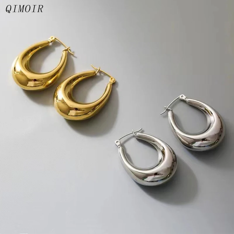 

Titanium Steel Hollow Water Drop Earrings For Women Metal Hoop Basic Fashion Jewelry New Designer Party Wear Styles Gifts C1177