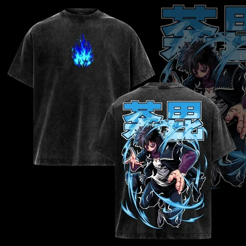 Manga Mein Hero Wissenschaft Dabi Gedruckt T Männer Kurzarm Kleidung Gewaschene Baumwolle T-shirt Vintage Casual Übergroßen Harajuku T-shirt