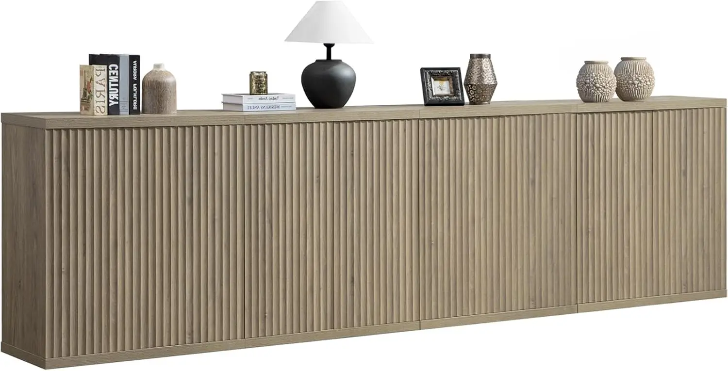 SICOTAS zelfbedieningskast, moderne Credenza met deuren en planken, mediacontroleconsole met groeven (4 vellen)