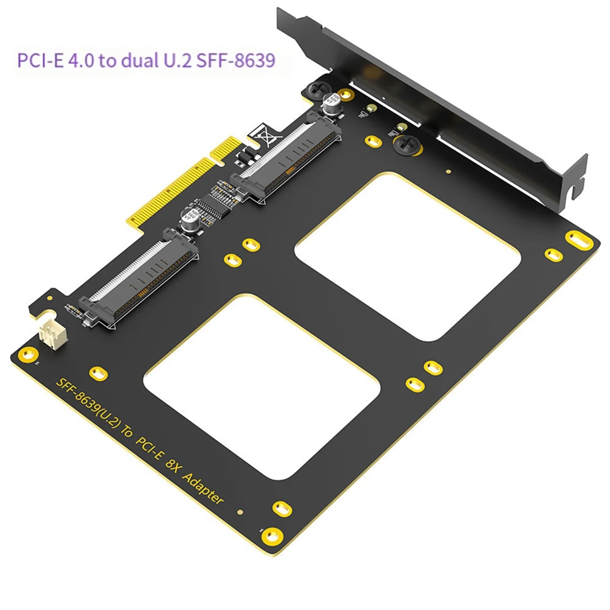 AT87-Dual U.2 a PCIe 4,0 X8 tarjeta adaptadora Riser U.2 SFF-8639 adaptador compatible con 2 X U.2 SSD Compatible con Win8/10/11 Linux