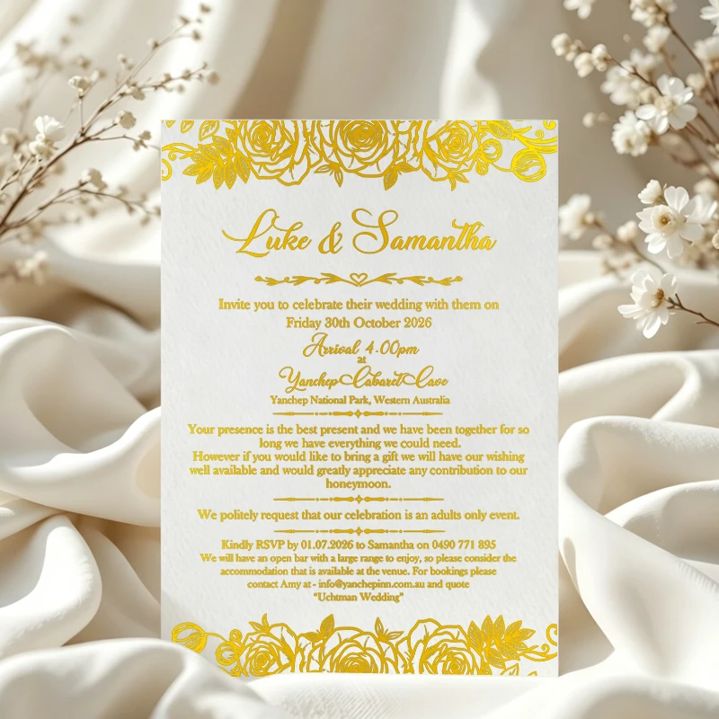

10pcs Custom Wedding Invitations Cards Luxury Gold Foil Optional Purchase Invitation Envelopes Personalized Invitation Card