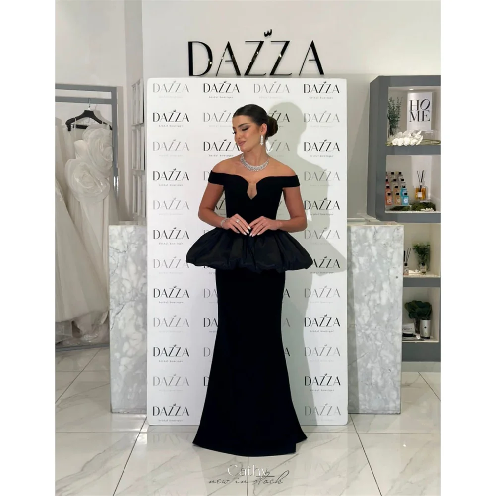 

Cathy Black Off Shoulder Mermaid Prom Dresses Elegant Sleeveless vestidos de noiva Customized Floor-length Formal Evening 2025
