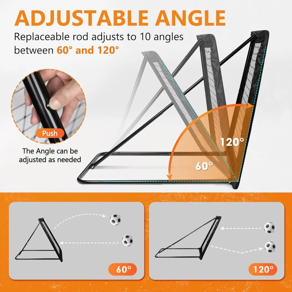 ตาข่ายซ้อมฟุตบอลแบบเด้งกลับ ปรับมุมได้ 8 ระดับ ขนาด 40 x 40 นิ้ว ทนทาน เหมาะสำหรับฝึกซ้อมในสวนหลังบ้านและพัฒนาทักษะเด็ก