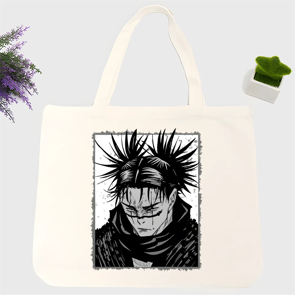 Bolsa de ombro de lona impressa feminina Harajuku feminina, de grande capacidade, ecológica, compradora ambiental, desenho animado gráfico, jujutsu kaisen, jjk choso