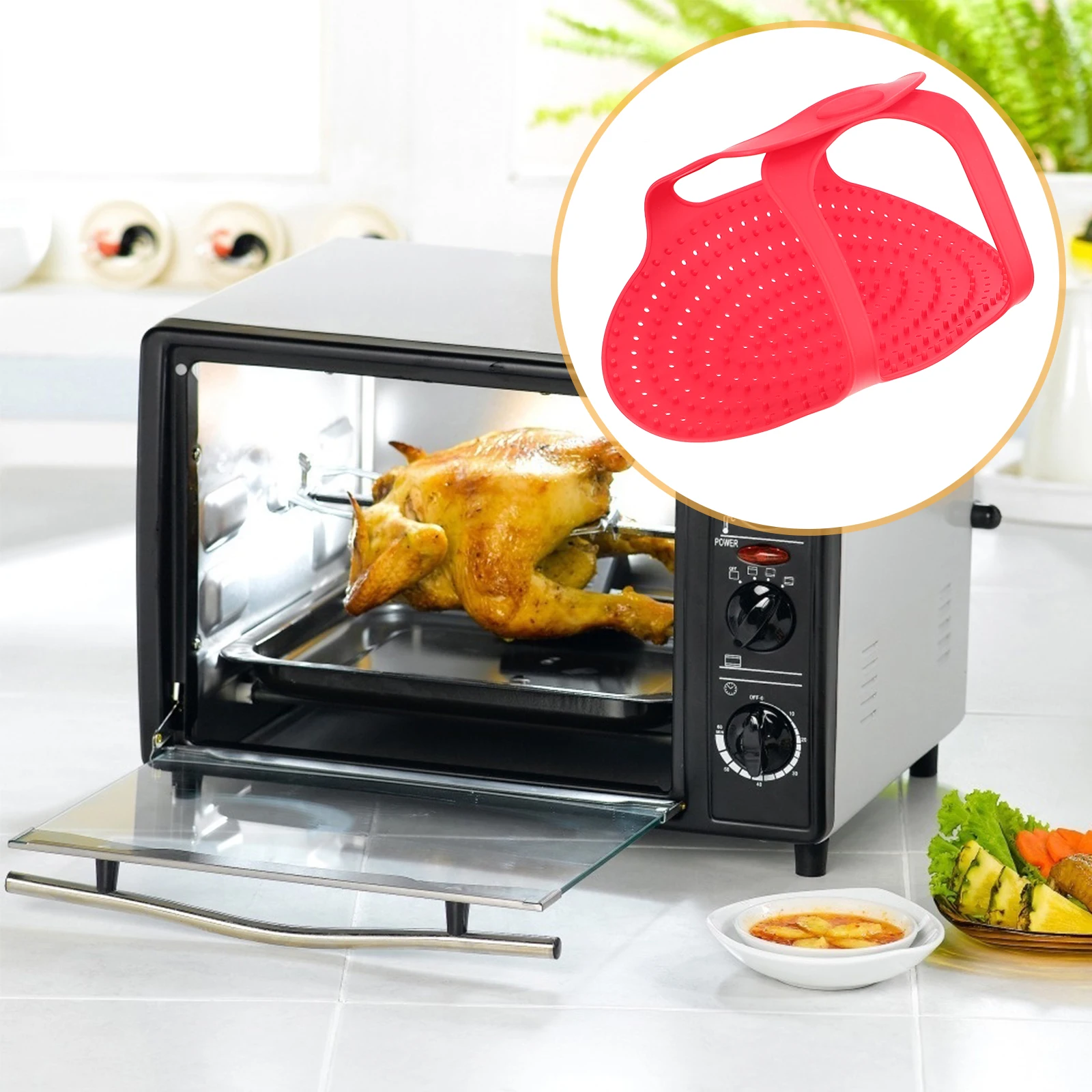 

Premium Food Grade Silicone Roasting Basket Heat Resistant Meat Baking Mat Anti-Scalding Sling Turkey Lifter Folding Filter