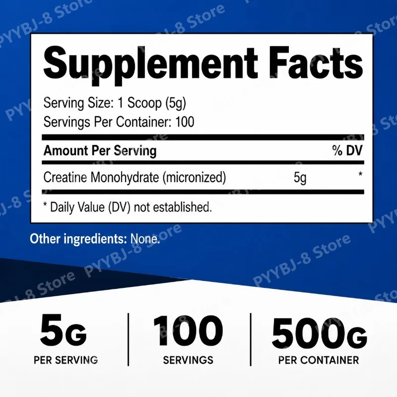 500g Creatine Monohydrate Powder Powder 100 Serving Mix with Water for Drinking Supplement Help Enhance Strength Sport Support