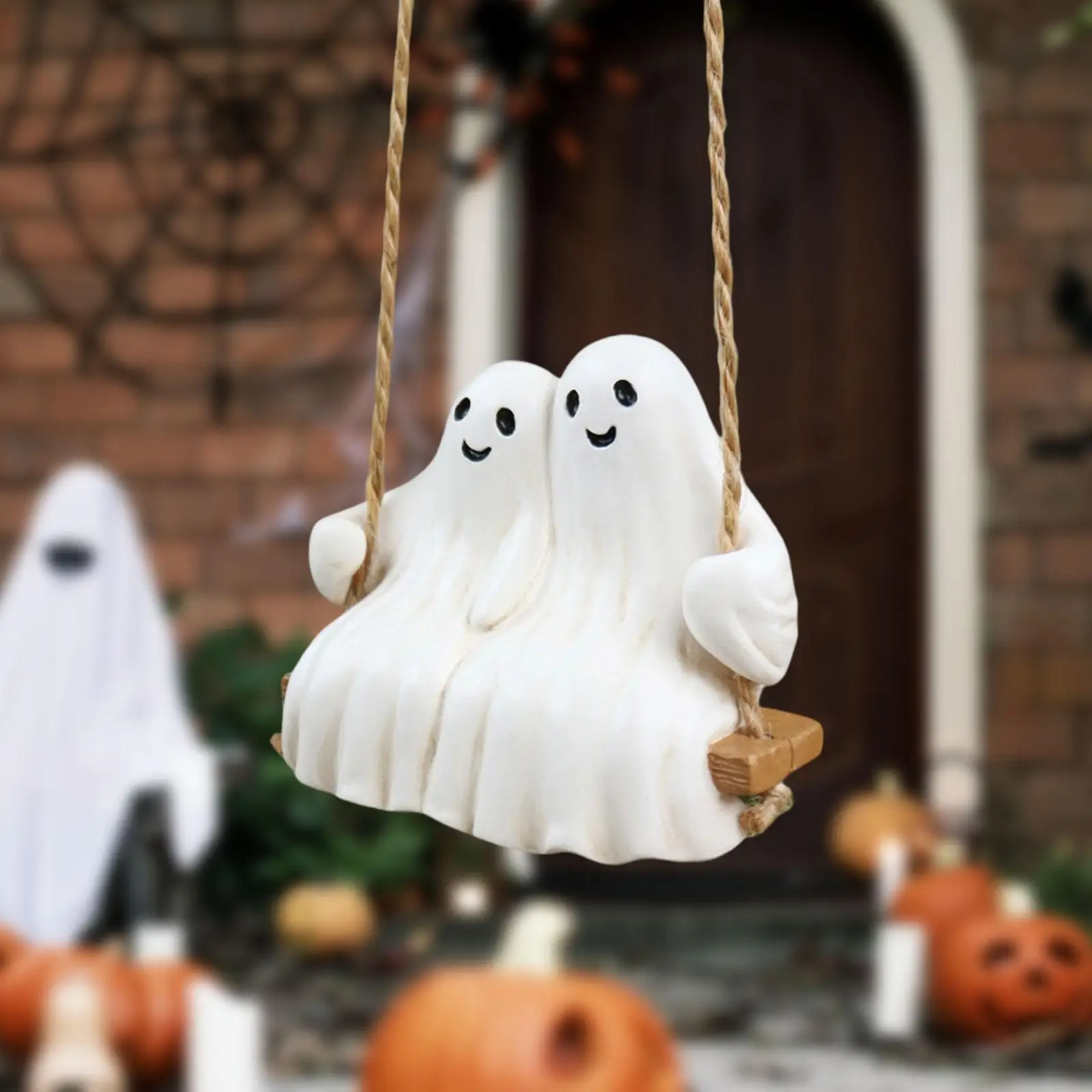 Statua di fantasma di Halloween Ornamento da appendere Puntelli per feste Decorazione di Halloween per albero Accessori interni per auto Portico da ufficio all'aperto