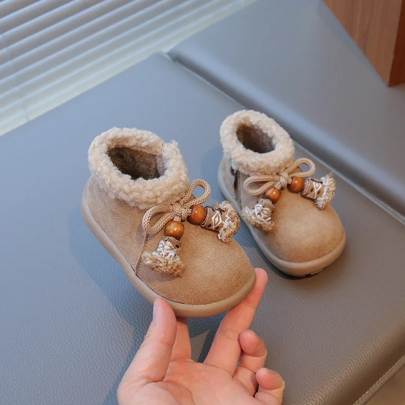 

2025 Children Cotton Short Boots for Girl Winter New Fashion Korean Style Soft Sole Anti-slippery Versatile Princess Ankle Boots