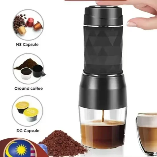 

Portable Coffee Machine 3 In1 Hot/Cold Water Manual Espresso Maker For Capsule & Ground Hand Press Brewer hiking Travel