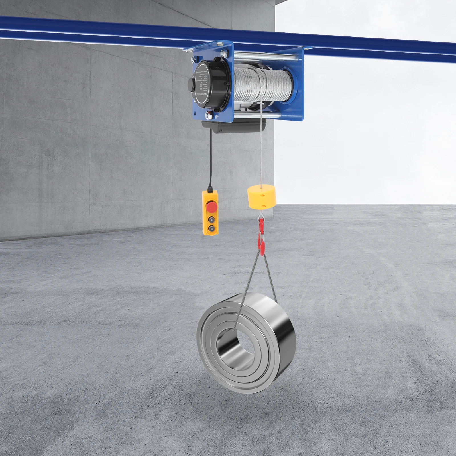 Koolstofstaal 1KW elektrische takel 400kg dubbel touw heffen 30m draadgestuurde takelkraan met noodrem