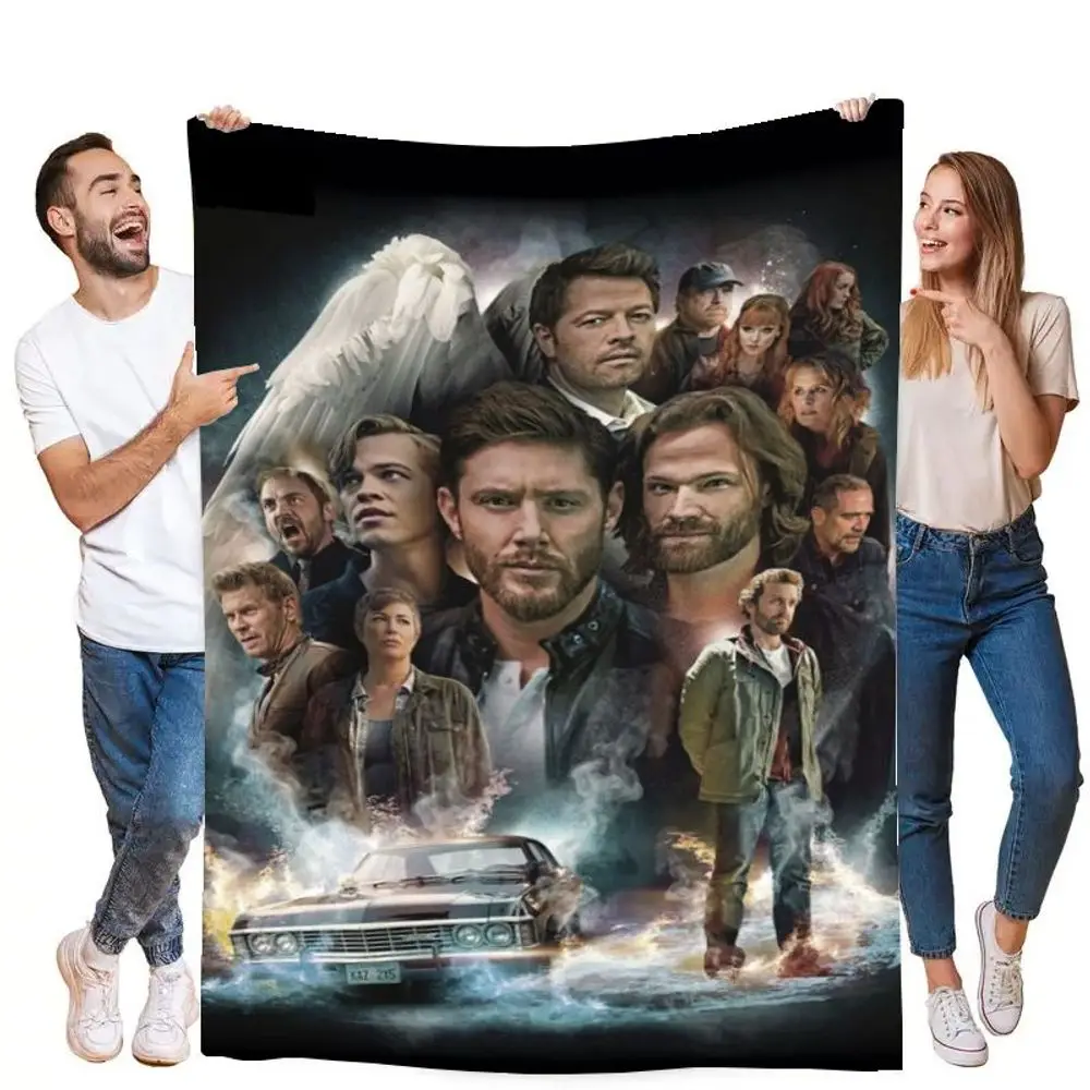 بطانية رسومية خارقة للطبيعة تتميز بطانية دين وينشستر وسام وينشستر وكاستيل - بطانية رمي من الصوف الناعم المريح مع