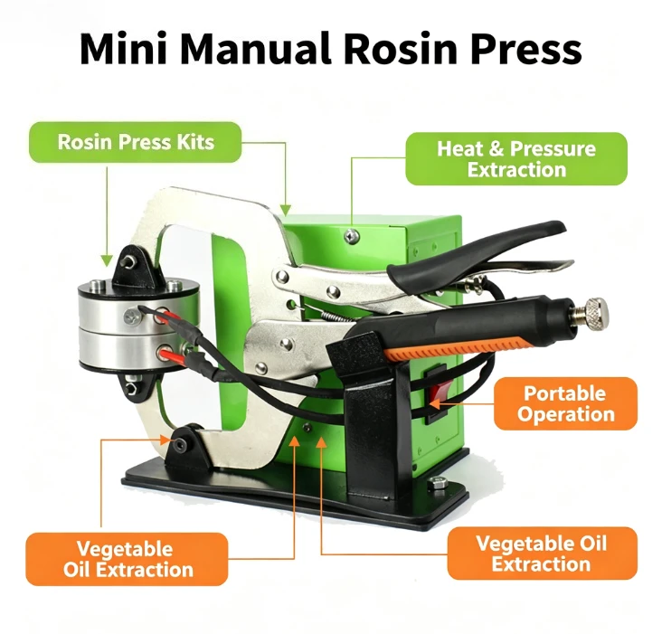 Mini Manual Rosin Press Kits Small Hand‑Operated Heat Press for Household Plant Essential Oil Wax Extraction Processing Task