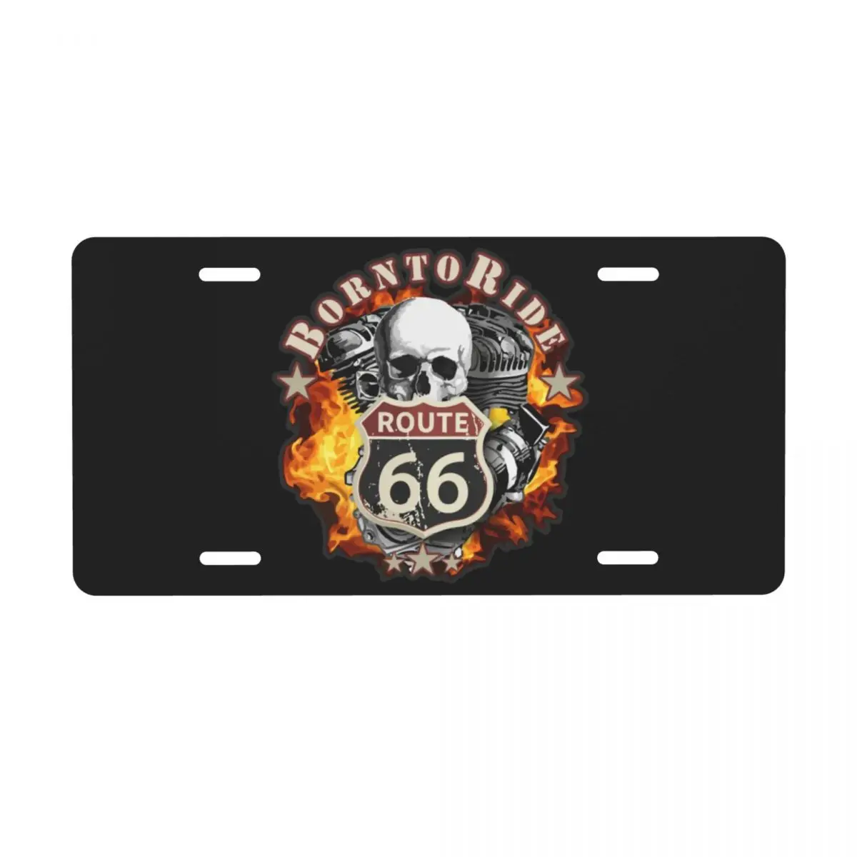 Customized Funny Born To Ride Metal License Plate Route 66 for Chopper Motorcycle Riders Car Front Vanity Tag 6x12 Inch