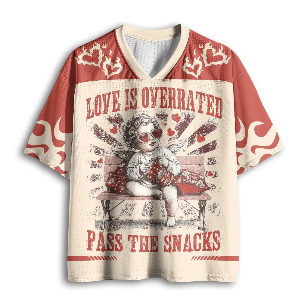 2026 Summer Fashion New Retro Love Overrated, Need To Convey 3D Printed Quick Drying T-shirt, Casual Loose V-neck T-shirt