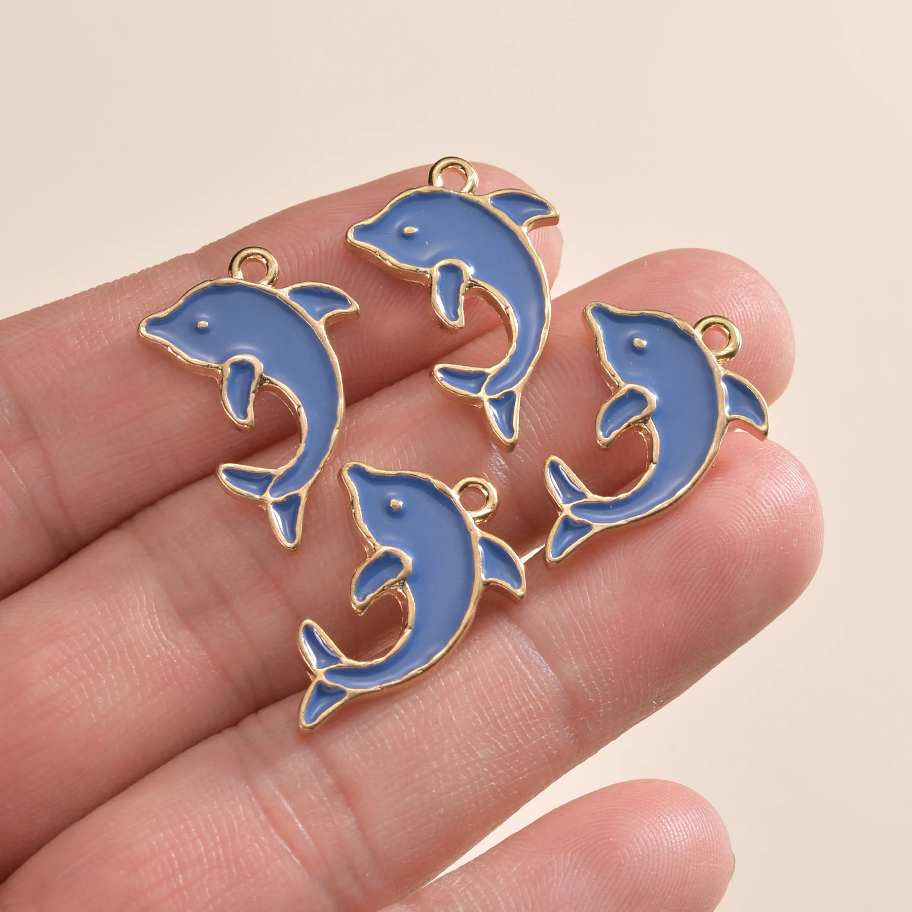 50pcs Cartoon Dolphin Charm for Jewelry Making Enamel Necklace Pendant Earring Accessories Diy Supplies