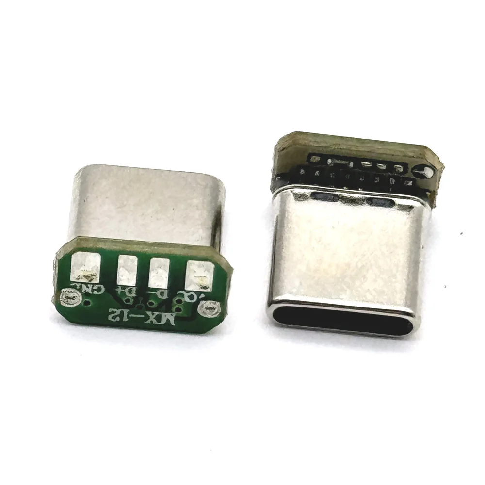 1/10Pcs USB 3.1 Type C Vertical Patch Board 16pin 4 Welding Wire Data Band PCB USB Board Male Head 16P Usb C Connector