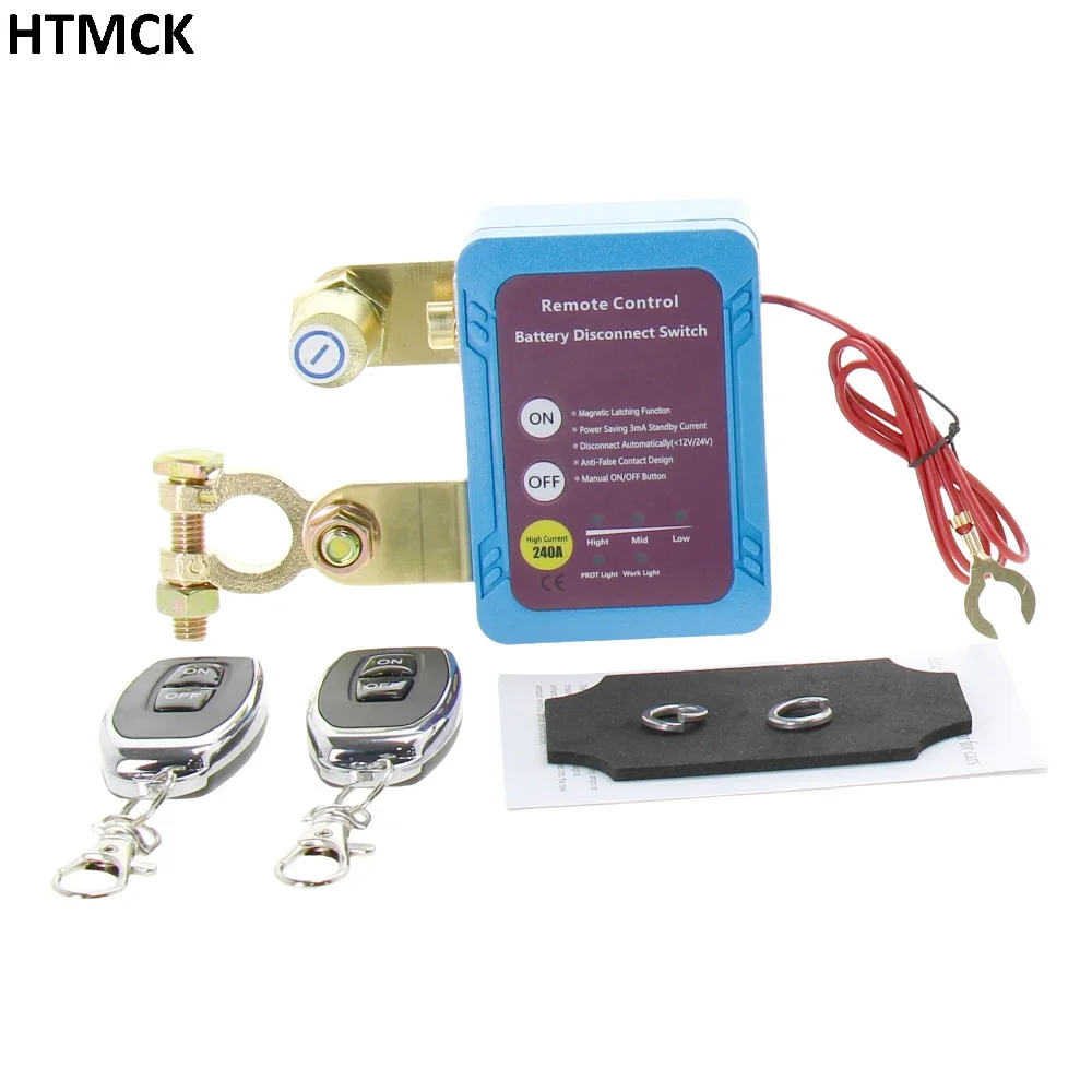 HTMCK 12V 240A Remote Control Battery Disconnect Switch with Voltage Display, Intelligent Car Battery Cut Off Switch