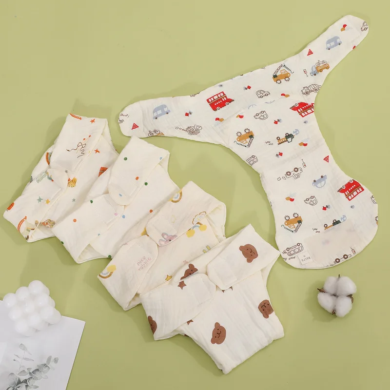 New Summer Cotton Baby Reusable Taped Diaper Cartoon Baby Training Pants Infant Shorts Nappies Panties Changing Underwear Cloth