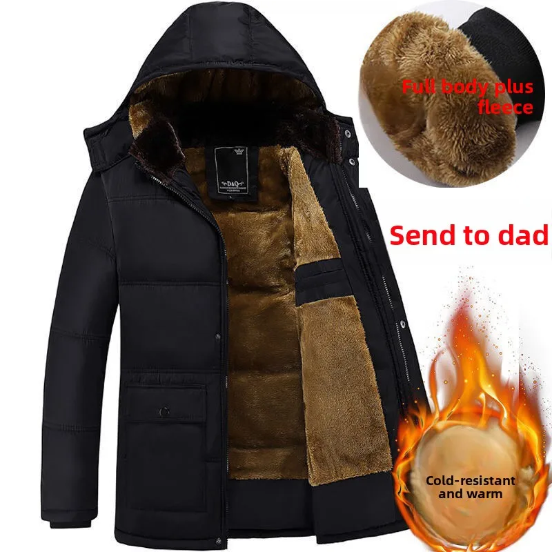 

2025 New Winter Fleece-Lined Thickened Cotton Jacket for Men, Warm Coat, Dad's Cotton-Padded Jacket
