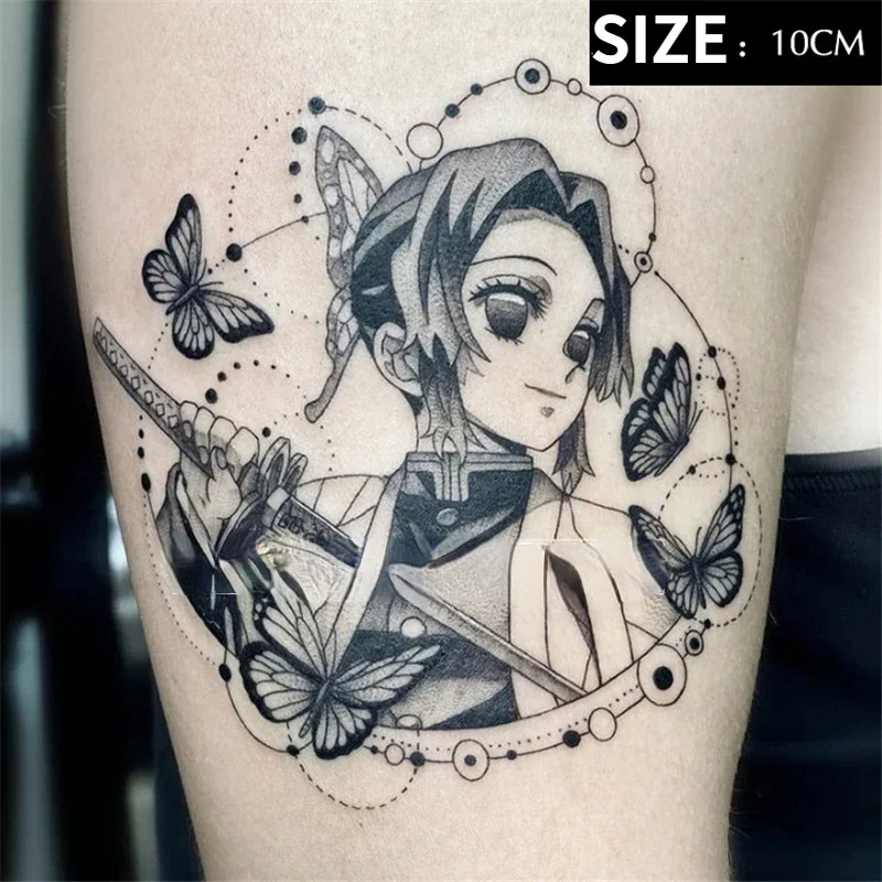 

Anime Kochou Shinobu Temporary Tattoos Cartoon Kimetsu No Yaiba Tatoo Small Size Waterproof Fake Tatyoo Sticker for Woman Man