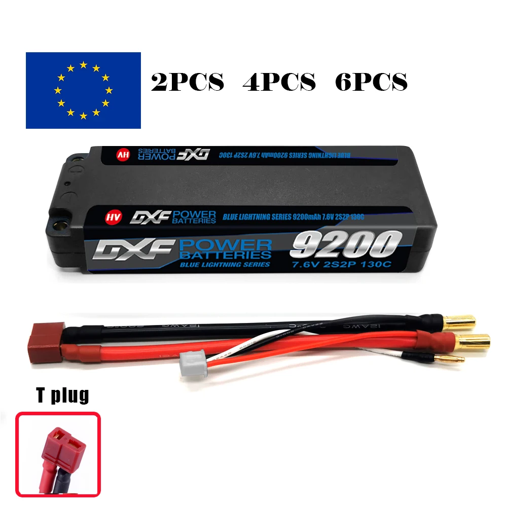 

DXF 2S 9200mAh 130C Lipo Battery 7.6V 5mm T Plug Hardcase for 1/10 Buggy Truggy Offroad Boat Car Boat Truck RACING Helicopter