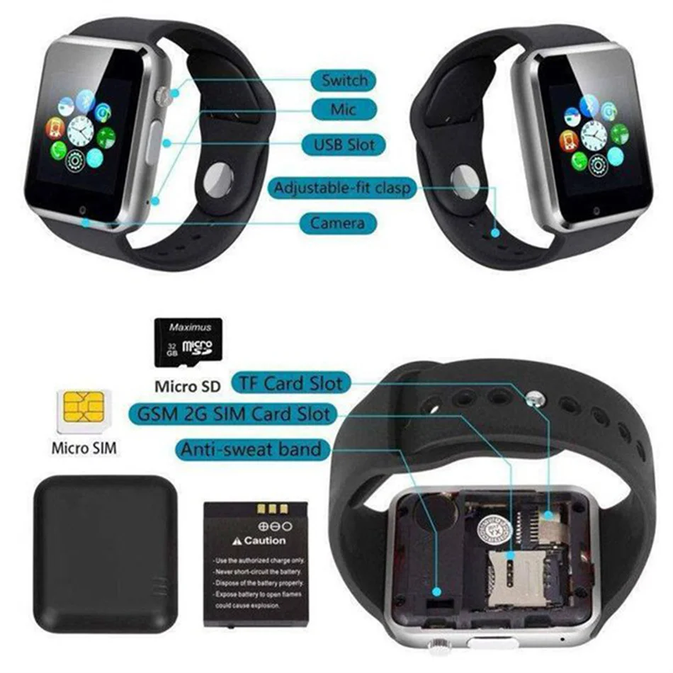 A1 Smart Watch 2022 Smart watch Bluetooth call SIM card Watch Support for Apple HUAWEI Xiaomi Android iOS for Kids Smart Watch