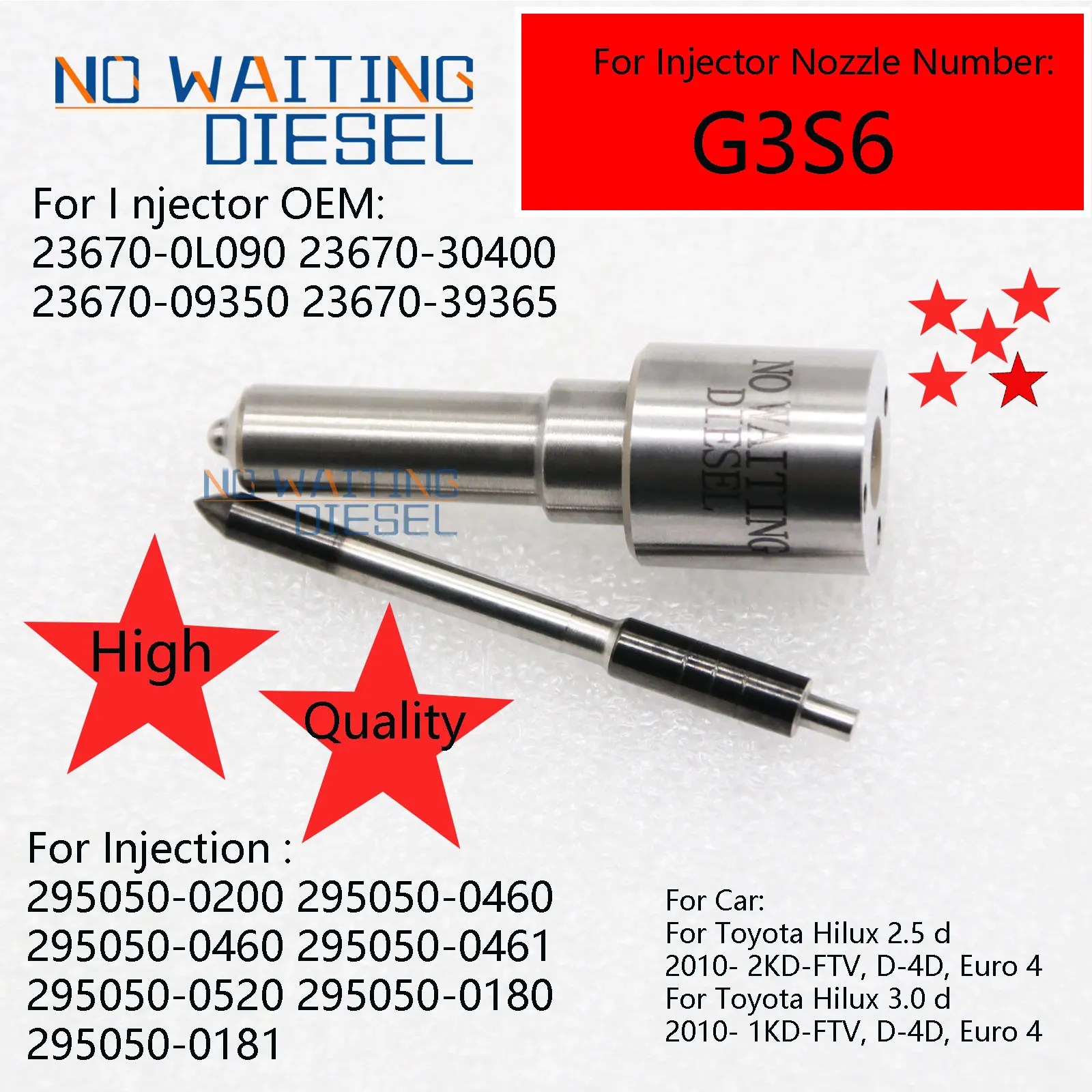 G3S6 Spray Jet Nozzle g3s6 Fuel Pump Nozzle G3S6 Injector OEM 236700L090 2367030400 2367009350 2367039365 For Toyota Hilux