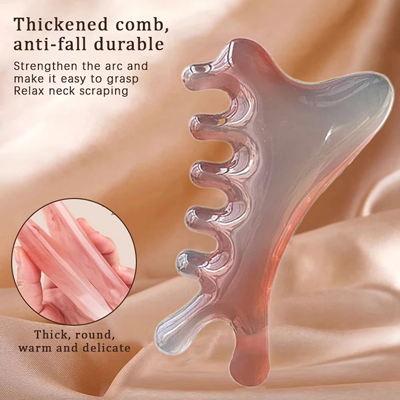 1Pcs Body Meridian Massage Comb Resin Five Wide Tooth Comb Acupuncture Therapy Blood Circulation Anti-static Smooth Hair Comb