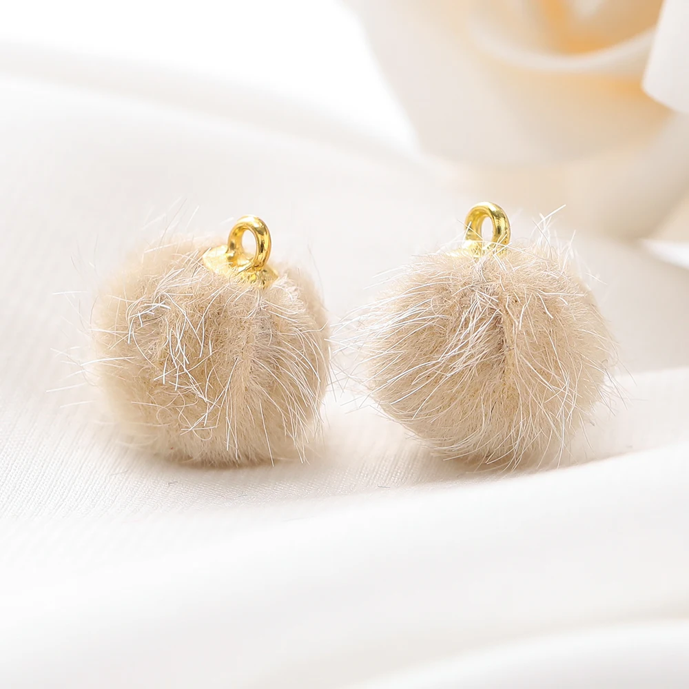 10 stuks pluche bont bedekt bal kralen bedels pompom kralen hanger voor DIY ketting oorbel armband hanger sieraden maken benodigdheden
