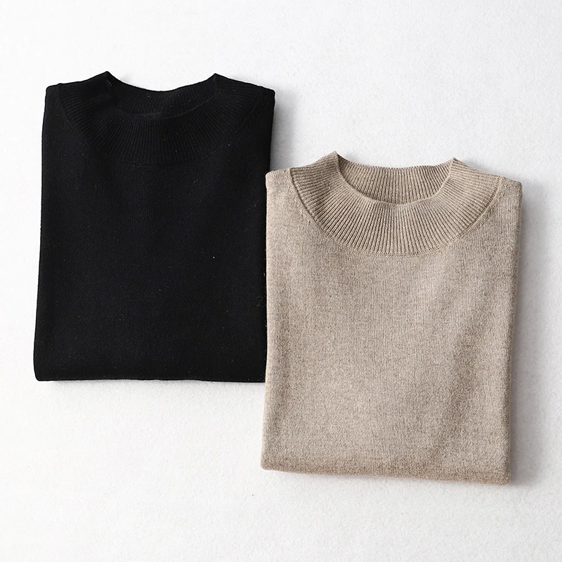 Women\'s 85% Silk 15% Cashmere Mock Neck everyday Long Sleeve Pullover Sweater Top Shirt JN550