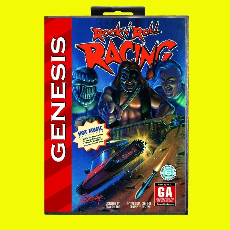 

Rock n' Roll Racing MD Game Card 16 Bit USA Cover for Sega Megadrive Genesis Video Game Console Cartridge