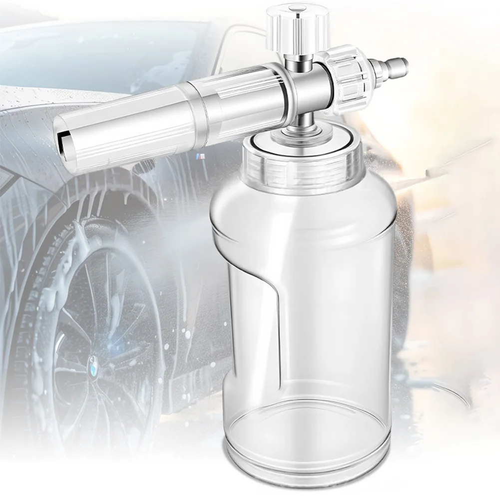 Pressure Washer Foam Spray Bottle 1L with 1/4 Inch Quick Connect and Adjustable Foam Output for Car and Outdoor Surfaces