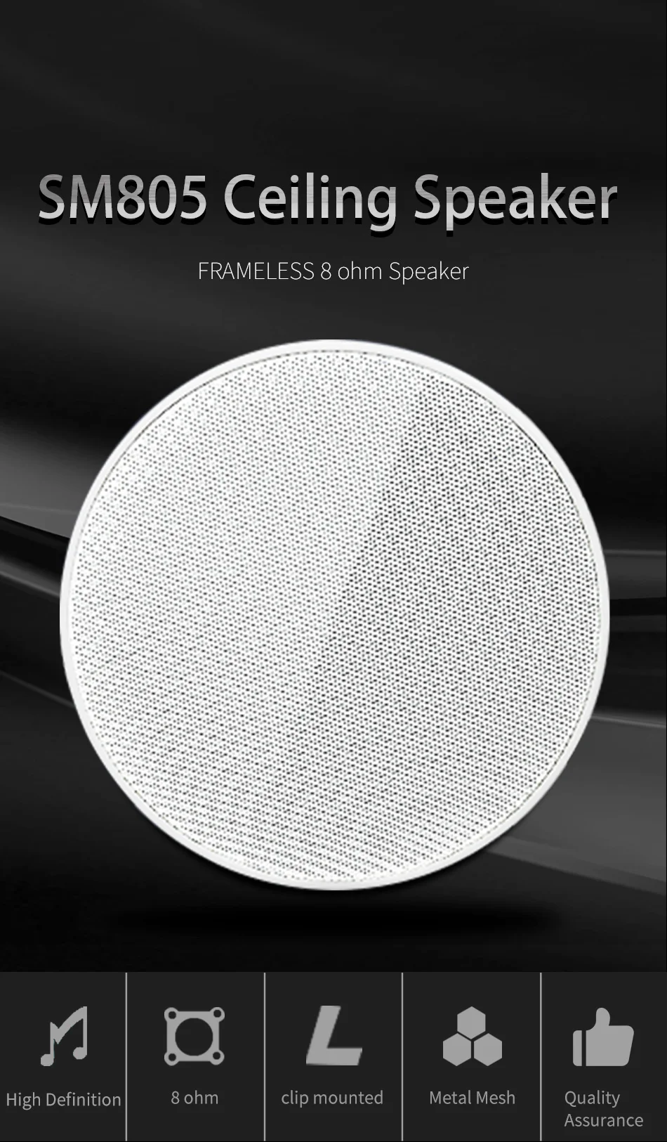 Description Picture 2 of item5Inch High fidelity Ceiling Speaker Perfect For Office Living Room Bathroom Passive Speakers High Sound Quality Background Music