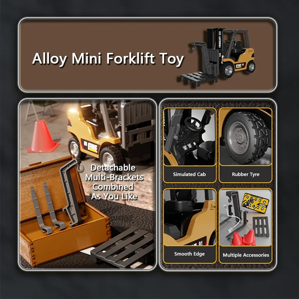1/64 Alloy รถยกรถบรรทุก 2.4G Rc ควบคุมความเร็วรีโมทคอนโทรลรถเพลง Led โคมไฟ Mini วิศวกรรถเดสก์ท็อปของเล่น
