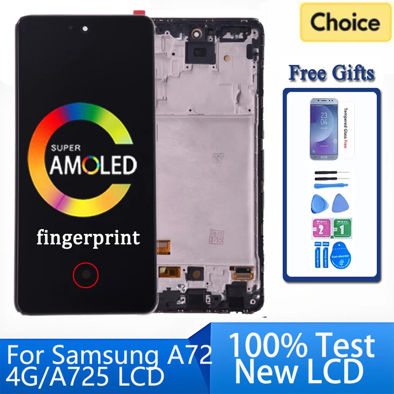 

6.7''AMOLED For Samsung A72 4G LCD touch screen digitizer Assembly With Frame For Samsung A725 replacement Repair Part