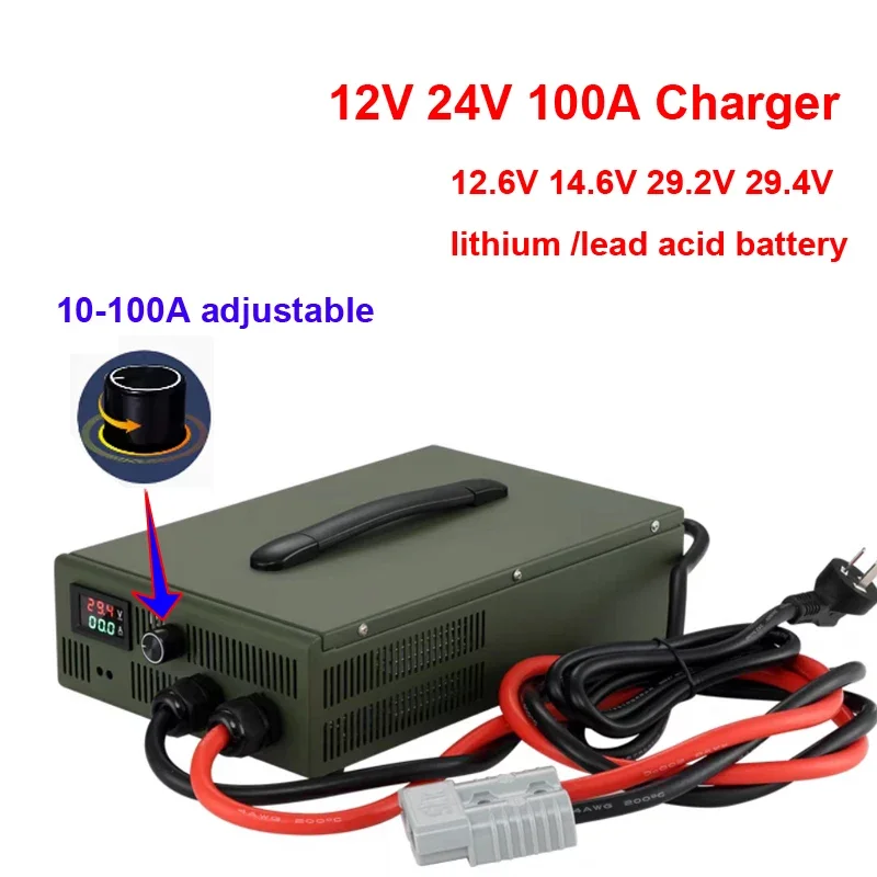 

12v 100A 24V 80A Adjustable Charger 14.6V 60A 12.6V 50A 16.8V 100A 29.2V 29.4V 40A 30A Lithium lead acid Lifepo4 LTO Battery