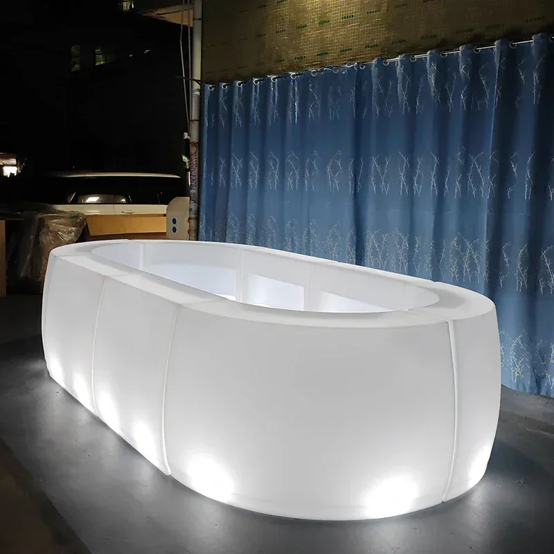 

For Outdoor Luminous Round Bar Removable Hotel Bar Reception Front Counter Party Commercial Waterproof Bartending Table
