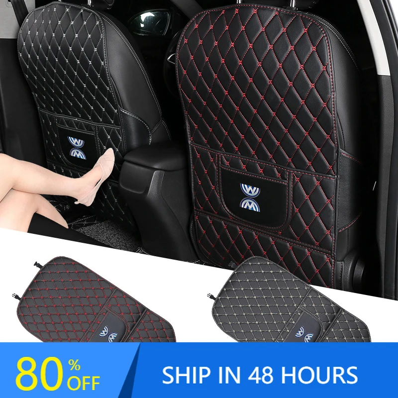 

New PU Leather Car Anti-Kick Mats Auto Seat Back Protector Cover For Volkswagen VW Scirocco Jetta Beetle Golf Passat CC Tiguan