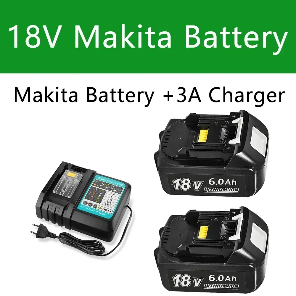 

for Makita 18V Battery 6000mAh Rechargeable Power Tools Battery with LED Li-ion Replacement LXT BL1860B BL1860 BL1850 3A Charger