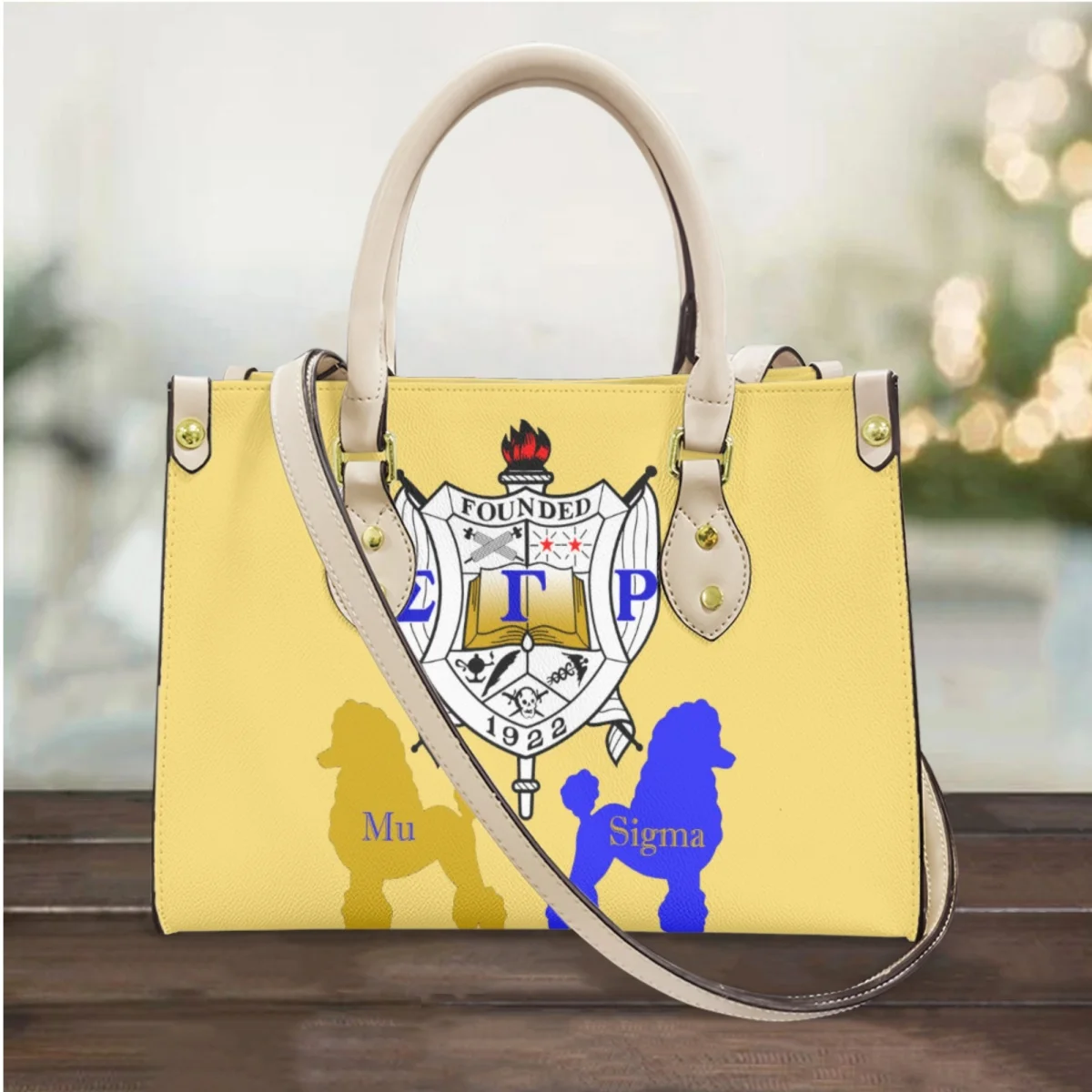 Personalized Sigma Gamma Rho Print Top Handle Shoulder Bag Poodle Pattern Women's Fashion Handbags Large Capacity Party Clutch