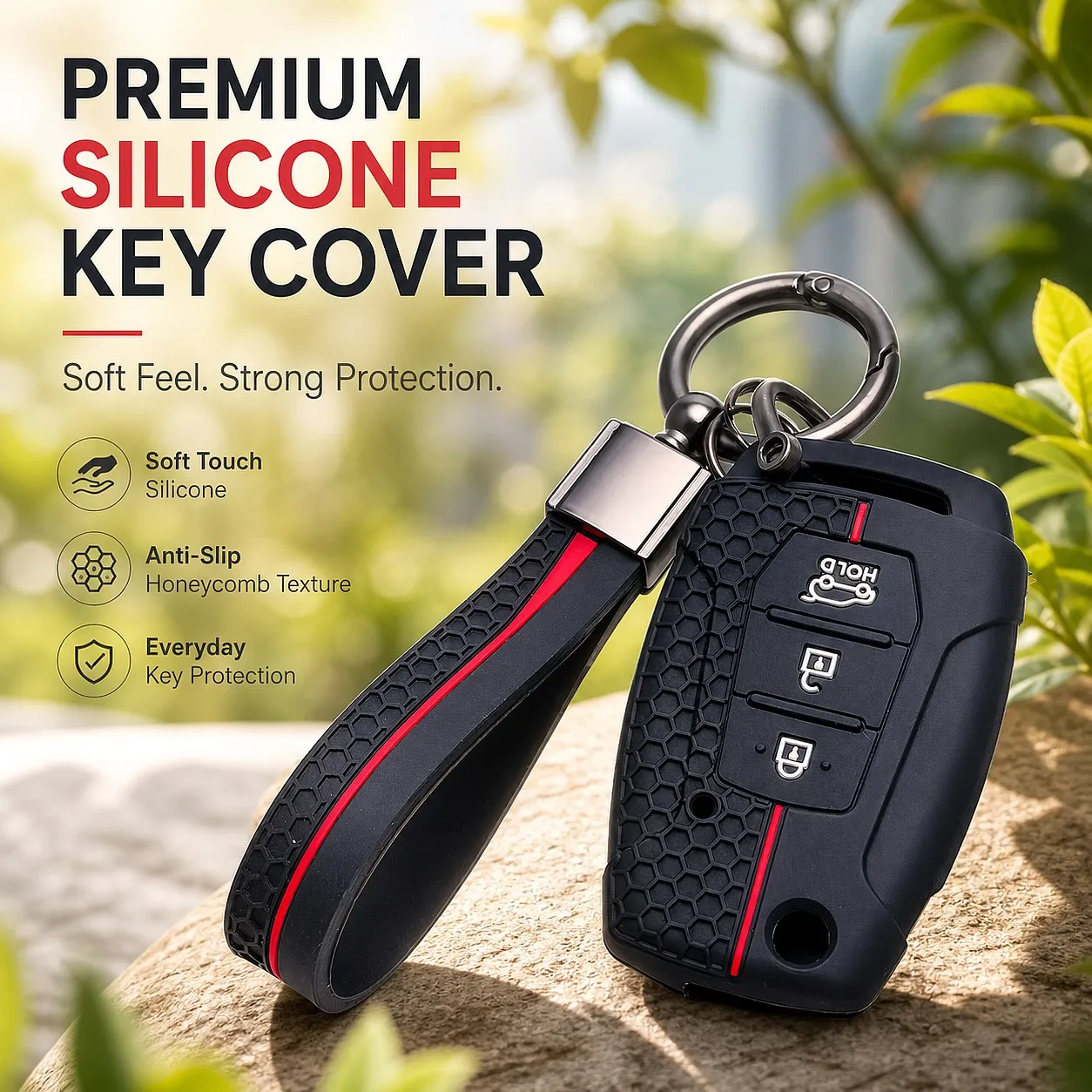 Key Fob Cover for SsangYong Kyron 2 Sanka Actyon Korando Tivoli Rexton Musso with Keychain Anti-Scratch Shockproof Soft Grip