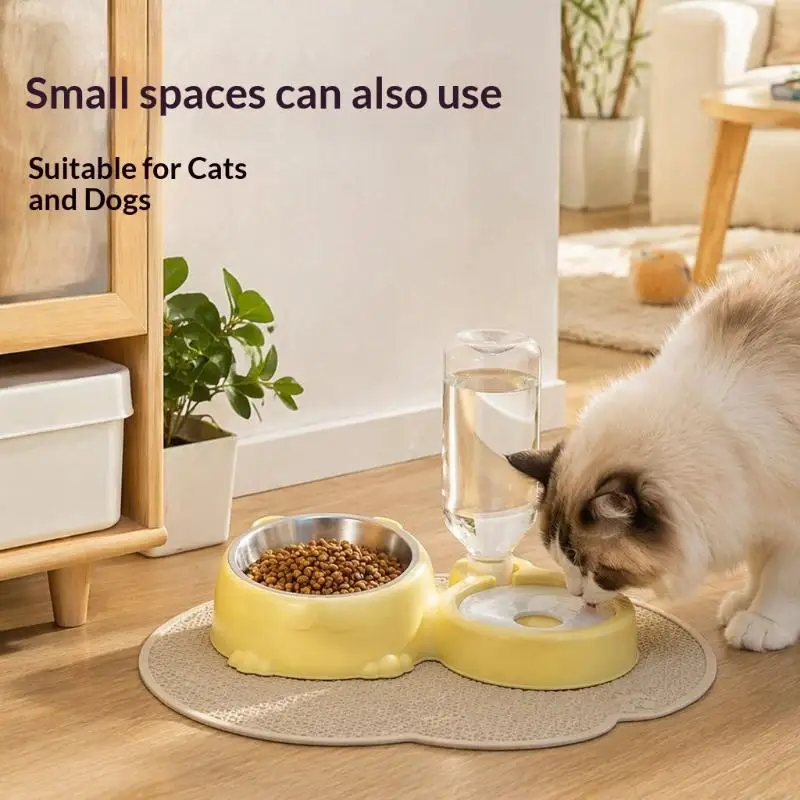 2 In 1 Pet Auto Feeder Automatic Food Bowl Water: Dispenser Dog Cat 16°Tilted Tray