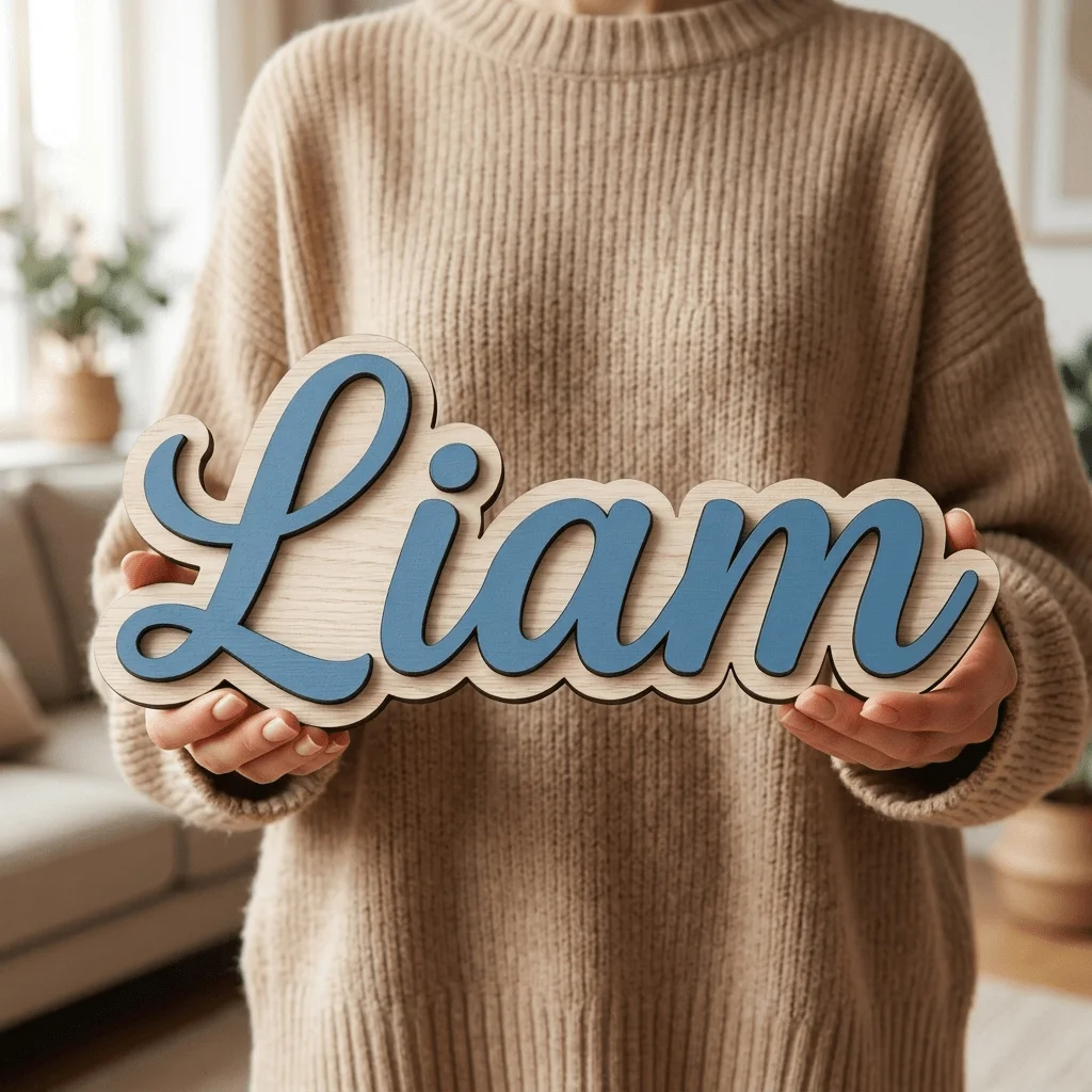 1PC Custom Personalized Wooden Nameplates Handwritten Style Wood Letter Decor Door Wall Nursery Bedroom Wedding Christmas Gift